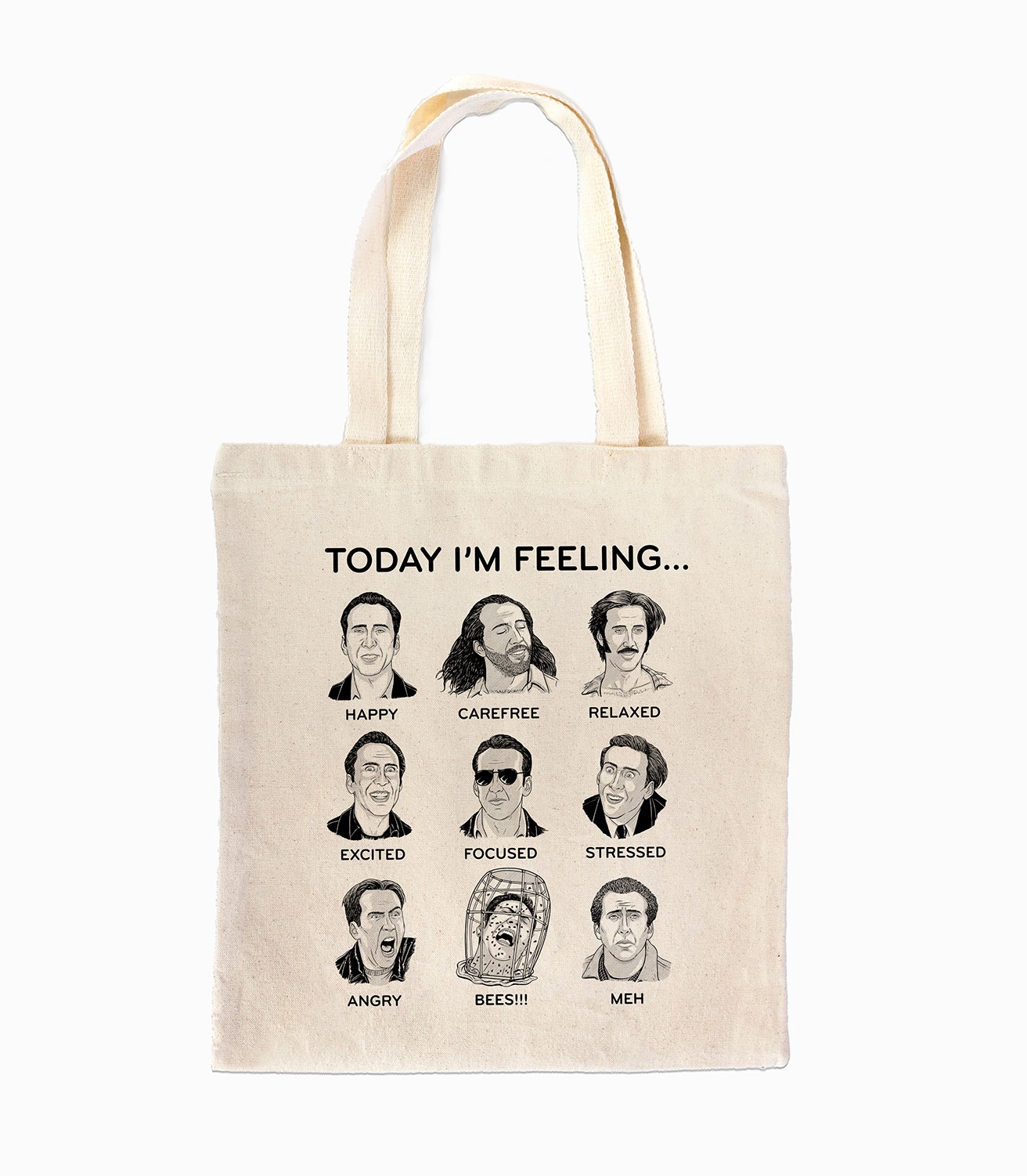 Nicolas Cage Mood Board Funny Tote Bag | Headline Shirts