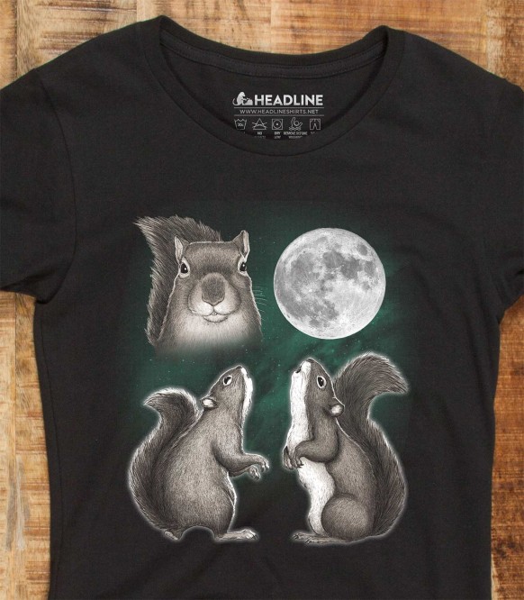 Squirrels Make Me Happy Womens Short Sleeve New Cotton Black T-shirt
