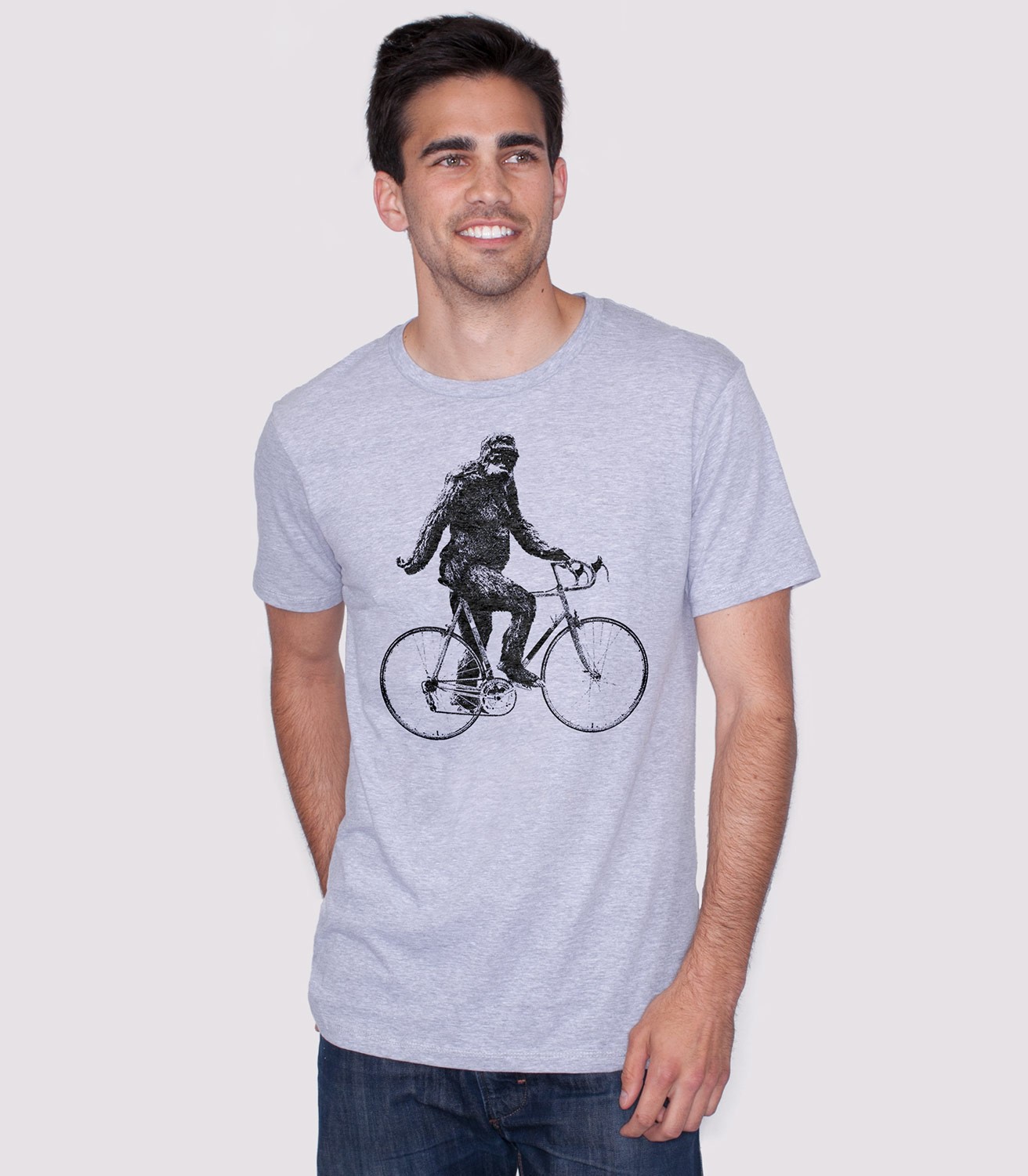 Sasquatch Cyclist Men's Funny Cycling Bigfoot T-shirt | Headline Shirts