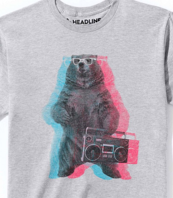 Boombox Bear Funny Men's Cotton/Poly T-Shirt | Headline Shirts