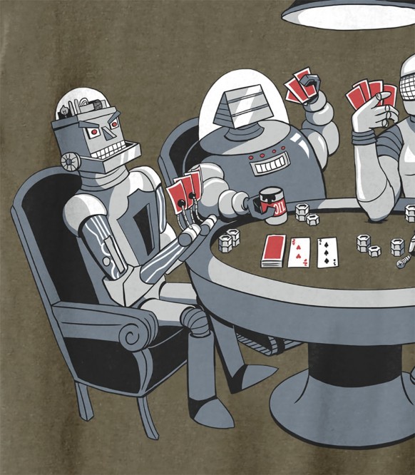 TV station Behalf Hardness Robot Poker Game Funny Men's T-Shirt | Headline Shirts