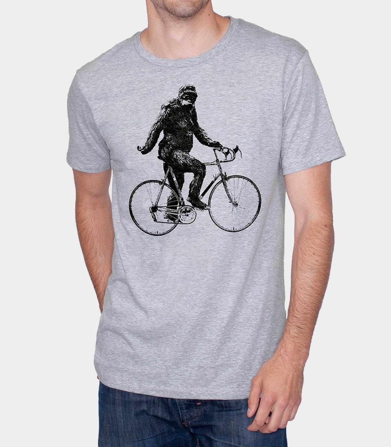 Sasquatch Cyclist Men's Funny Cycling Bigfoot T-shirt | Headline Shirts