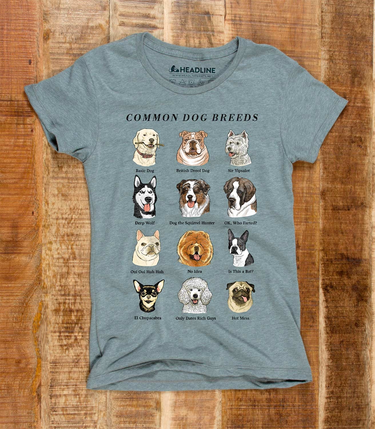 Common Dog Breeds Funny Women's Cotton 