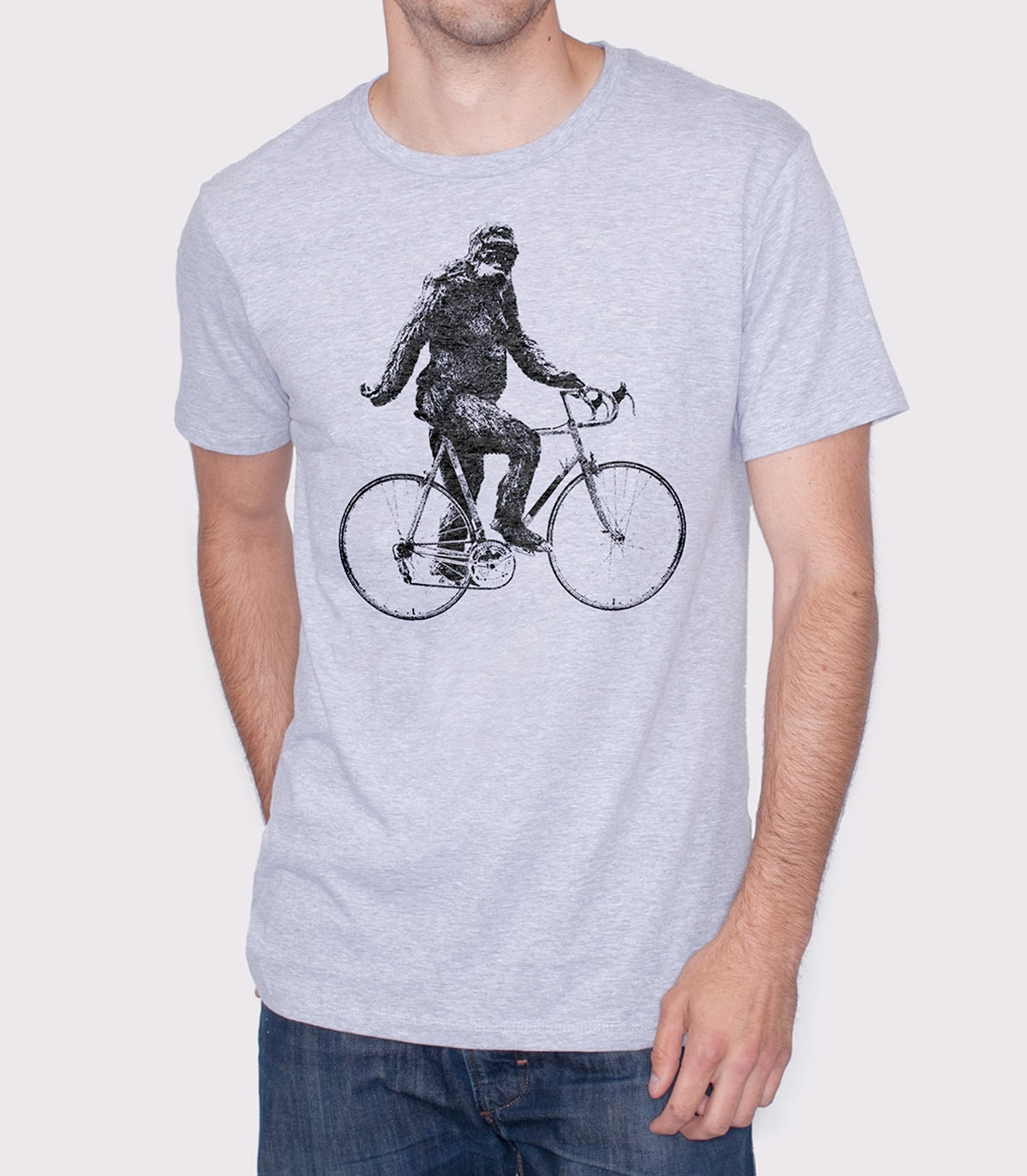 Sasquatch Cyclist Men's Funny Cycling Bigfoot T-shirt | Headline Shirts